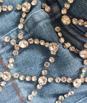 CROPPED JEANS COM STRASS